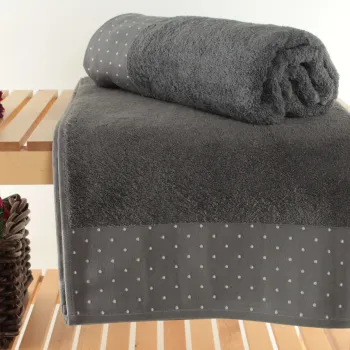 Set prosoape de baie, Saheser, Pitircik, Bumbac, Gri/Alb imagine