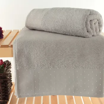 Set prosoape de baie, Saheser, Pitircik, Bumbac, Gri deschis/Alb imagine