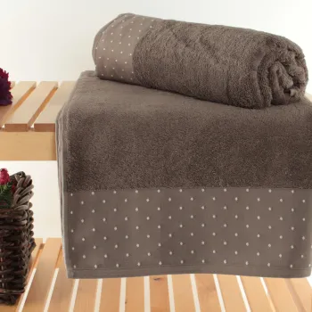 Set prosoape de baie, Saheser, Pitircik, Bumbac, Maro/Alb imagine