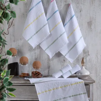 Set prosoape de baie, Saheser, Viola, Bumbac, Alb / Galben / Albastru / Verde / Roz imagine