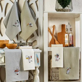 Set prosoape de bucatarie, Eponj Home, Chef, Bumbac, Multicolor imagine