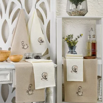 Set prosoape de bucatarie, Eponj Home, Coffee, Bumbac, Multicolor imagine