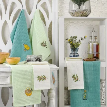 Set prosoape de bucatarie, Eponj Home, Olive, Bumbac, Multicolor imagine