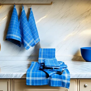 Set prosoape de bucatarie, Hermia, 219CFK1204, Dimensiune: 50 x 70 cm (10 bucati), Albastru/Alb imagine