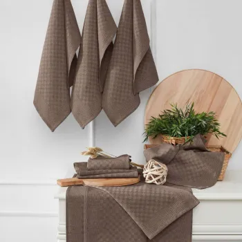 Set prosoape de bucatarie, Hermia, 994PRL1136, Dimensiune: 40 x 60 cm (10 bucati), Maro imagine