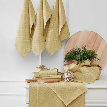Set prosoape de bucatarie, Hermia, 994PRL1137, Dimensiune: 40 x 60 cm (10 bucati), Galben mustar imagine