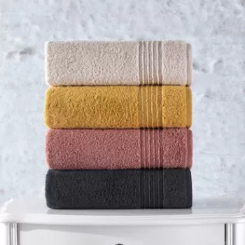 Set prosoape de mana (4 bucati), Cotton Box, Asorti, Bumbac, Bej / Trandafir praf / Mustar / Antracit imagine