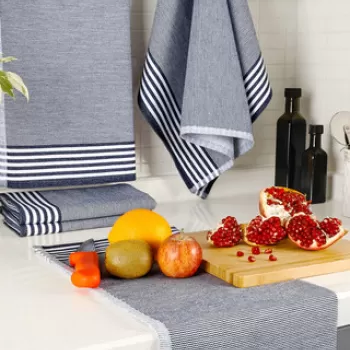 Set prosoape de mana (5 bucati), DC Home, Sevilla, Bumbac, Albastru inchis imagine