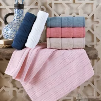 Set prosoape de mana (6 bucati), Saheser, Marina, Bumbac, Roz / Albastru inchis / Albastru / Alb / Bej imagine