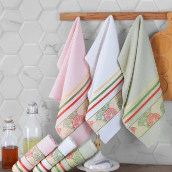 Set prosoape, L'essentiel Maison, Orange, Alb / Roz / Verde / Rosu imagine