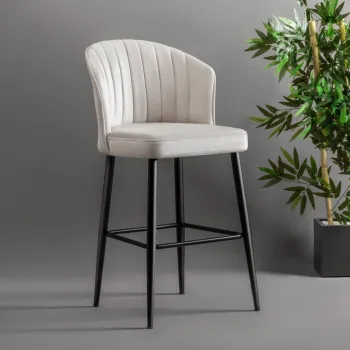 Set scaun de bar (2 bucati), Beckley, Rubi, PAL, Crem/Negru imagine