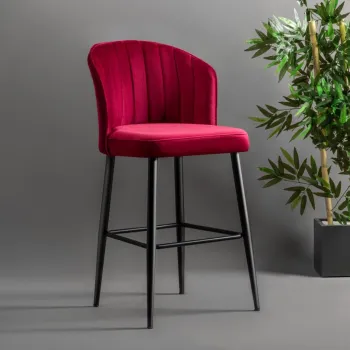 Set scaun de bar (2 bucati), Beckley, Rubi, PAL, Rosu Claret / Negru imagine