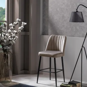 Set scaun de bar (2 bucati), Beckley, Vento, PAL, Cappuccino / Negru imagine