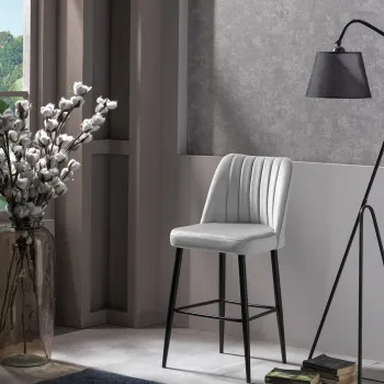 Set scaun de bar (2 bucati), Beckley, Vento, PAL, Crem/Negru imagine
