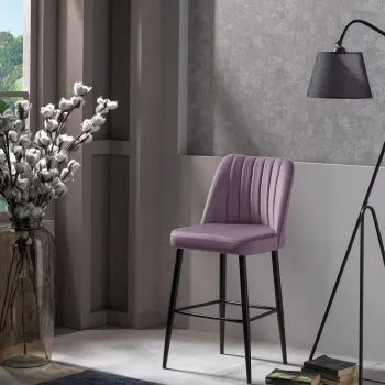 Set scaun de bar (2 bucati), Beckley, Vento, PAL, Liliac / Negru imagine