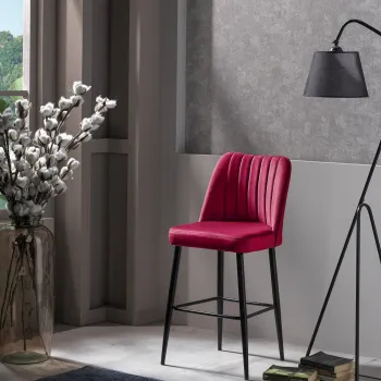 Set scaun de bar (2 bucati), Beckley, Vento, PAL, Rosu Claret / Negru imagine