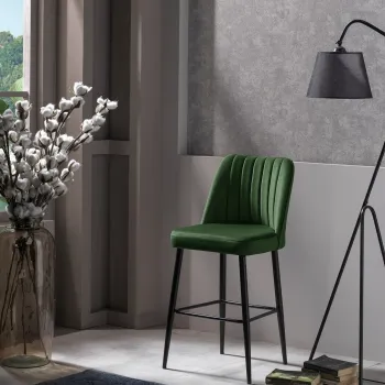 Set scaun de bar (2 bucati), Beckley, Vento, PAL, Verde/Negru imagine