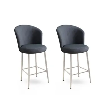 Set scaun de bar (2 bucati), Charlotte, Alte, Metal, Antracit / Crom imagine