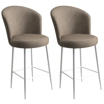 Set scaun de bar (2 bucati), Charlotte, Alte, Metal, Cappuccino / Alb imagine