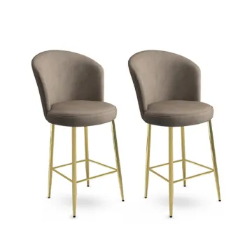 Set scaun de bar (2 bucati), Charlotte, Alte, Metal, Cappuccino / Aur imagine