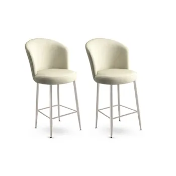 Set scaun de bar (2 bucati), Charlotte, Alte, Metal, Gri/Crom imagine