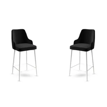 Set scaun de bar (2 bucati), Charlotte, Enox, Metal, Alb/Negru imagine