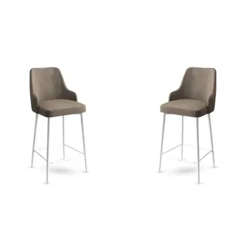 Set scaun de bar (2 bucati), Charlotte, Enox, Metal, Cappuccino / Alb imagine