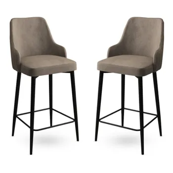 Set scaun de bar (2 bucati), Charlotte, Enox, Metal, Cappuccino / Negru imagine