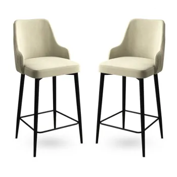 Set scaun de bar (2 bucati), Charlotte, Enox, Metal, Crem/Negru imagine