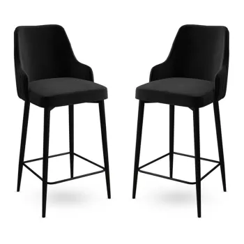 Set scaun de bar (2 bucati), Charlotte, Enox, Metal, Negru imagine