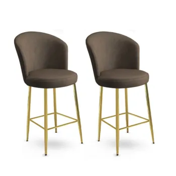 Set scaun de bar (2 bucati), Charlotte, Fora, Metal, Antracit / Aur imagine