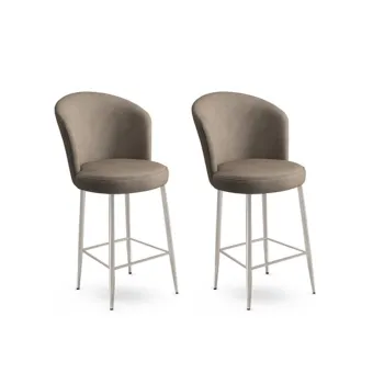 Set scaun de bar (2 bucati), Charlotte, Fora, Metal, Cappuccino / Chrome imagine