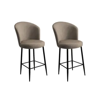 Set scaun de bar (2 bucati), Charlotte, Fora, Metal, Cappuccino / Negru imagine