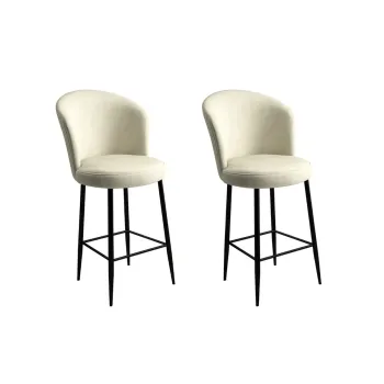 Set scaun de bar (2 bucati), Charlotte, Fora, Metal, Crem/Negru imagine