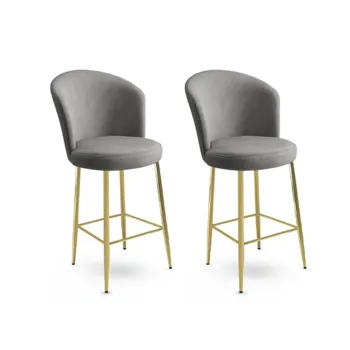Set scaun de bar (2 bucati), Charlotte, Fora, Metal, Gri / Auriu imagine