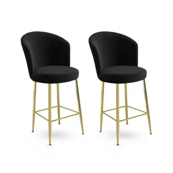 Set scaun de bar (2 bucati), Charlotte, Fora, Metal, Negru imagine