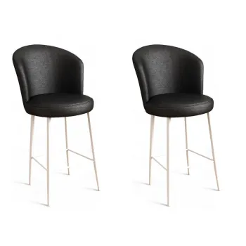 Set scaun de bar (2 bucati), Charlotte, Uras, Metal, Alb/Negru imagine