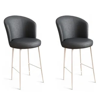 Set scaun de bar (2 bucati), Charlotte, Uras, Metal, Antracit/Alb imagine
