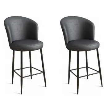 Set scaun de bar (2 bucati), Charlotte, Uras, Metal, Antracit / Negru imagine