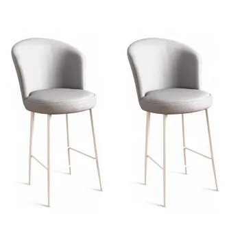 Set scaun de bar (2 bucati), Charlotte, Uras, Metal, Gri/Alb imagine
