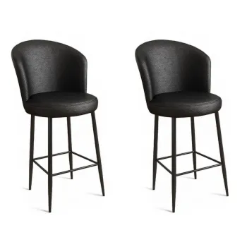 Set scaun de bar (2 bucati), Charlotte, Uras, Metal, Negru imagine
