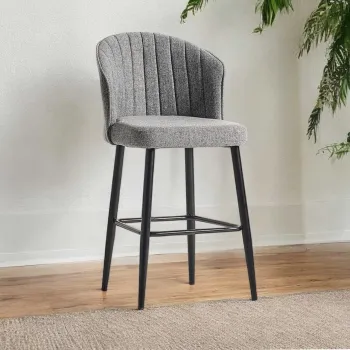 Set scaun de bar (4 bucati), Beckley, Rubi, Gri/Negru imagine