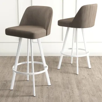 Set scaun de bar (4 bucati), Charlotte, Atex, Cappuccino / Alb imagine