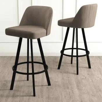 Set scaun de bar (4 bucati), Charlotte, Atex, Cappuccino / Negru imagine