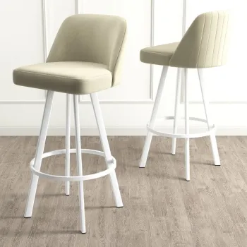 Set scaun de bar (4 bucati), Charlotte, Atex, Crem/Alb imagine