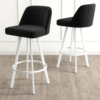 Set scaun de bar (6 bucati), Charlotte, Atex, Alb/Negru imagine