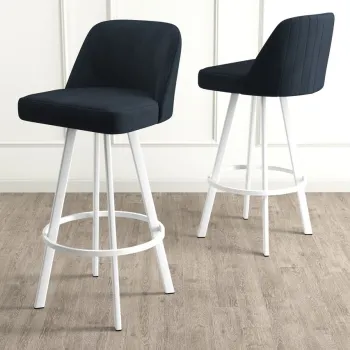 Set scaun de bar (6 bucati), Charlotte, Atex, Antracit/Alb imagine