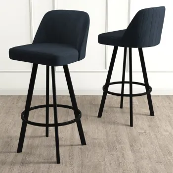 Set scaun de bar (6 bucati), Charlotte, Atex, Antracit / Negru imagine