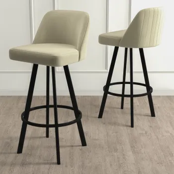 Set scaun de bar (6 bucati), Charlotte, Atex, Crem/Negru imagine