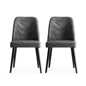 Set scaune (2 bucati), Nmobb , Dallas, Lemn, Antracit imagine